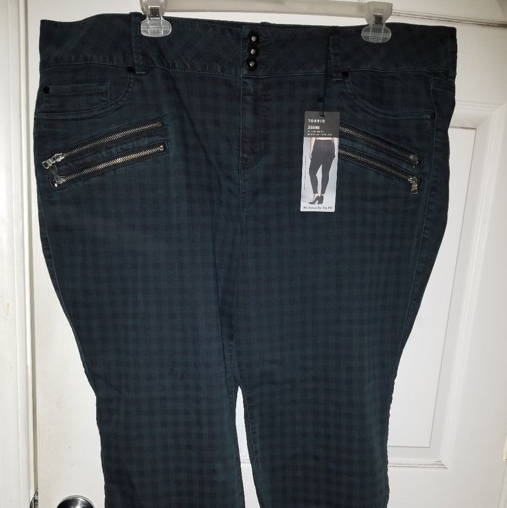 Nwt Torrid Teal Plaid Jeggings Plus Size 28XS